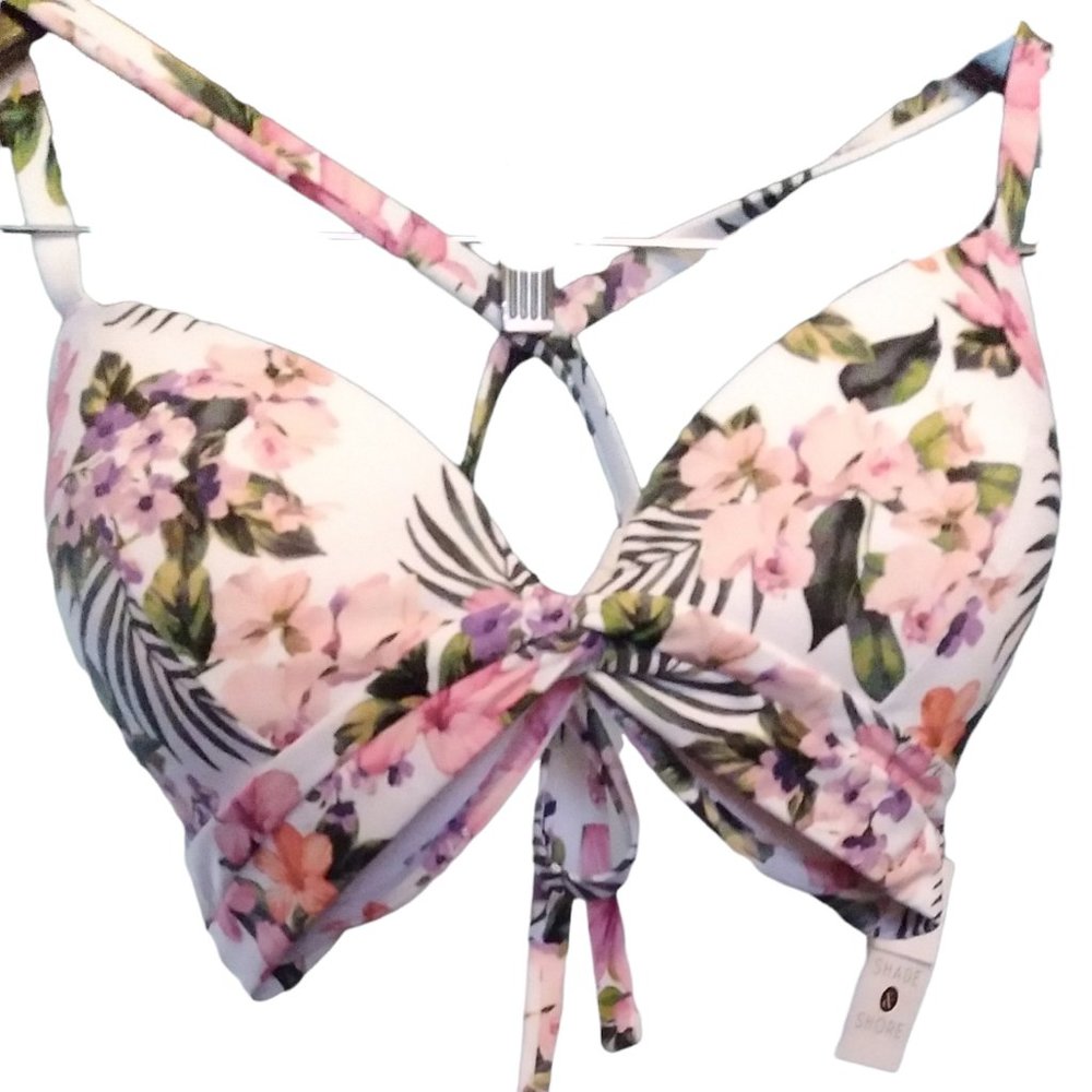 Shade & Shore Floral Bikini Top - Pink and Green